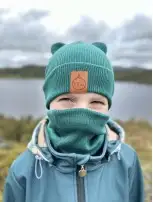 Zestaw CZAPKA i KOMIN MISIEK 100% Merino Light - Szmaragdowa zieleń