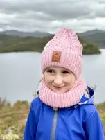 Zestaw Czapka i Komin 100 % - Merino Jesień/Zima - Roż