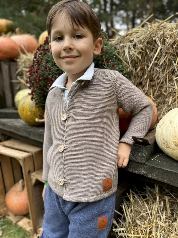 Rozpinany Sweterek Merino 100% Smart Size - Capuccino