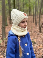 Zestaw Czapka i Komin 100 % - Merino Jesień/Zima - Ecri