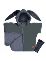 Zestaw Ponczo samochodowe Softshell KRÓLIK Grafit PREMIUM + Mitenki