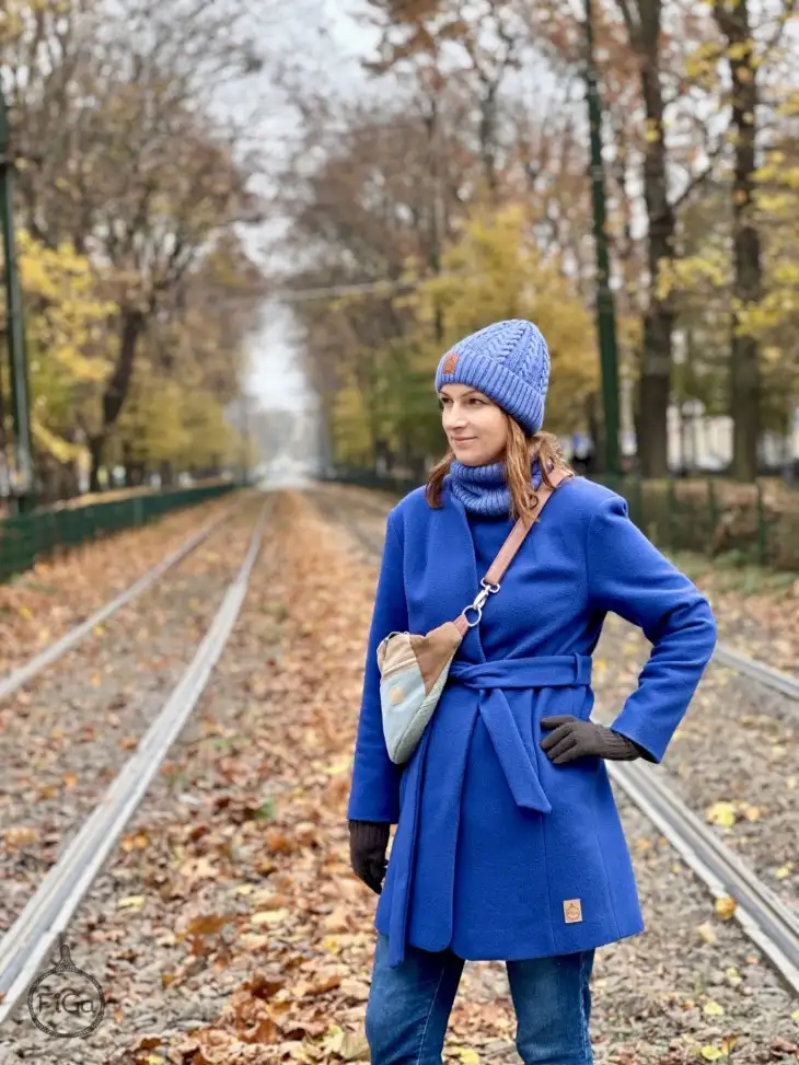Płaszcz damski Merino Wool - Błękit Monaco