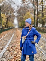 Płaszcz damski Merino Wool - Błękit Monaco