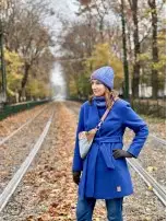 Płaszcz damski Merino Wool - Błękit Monaco