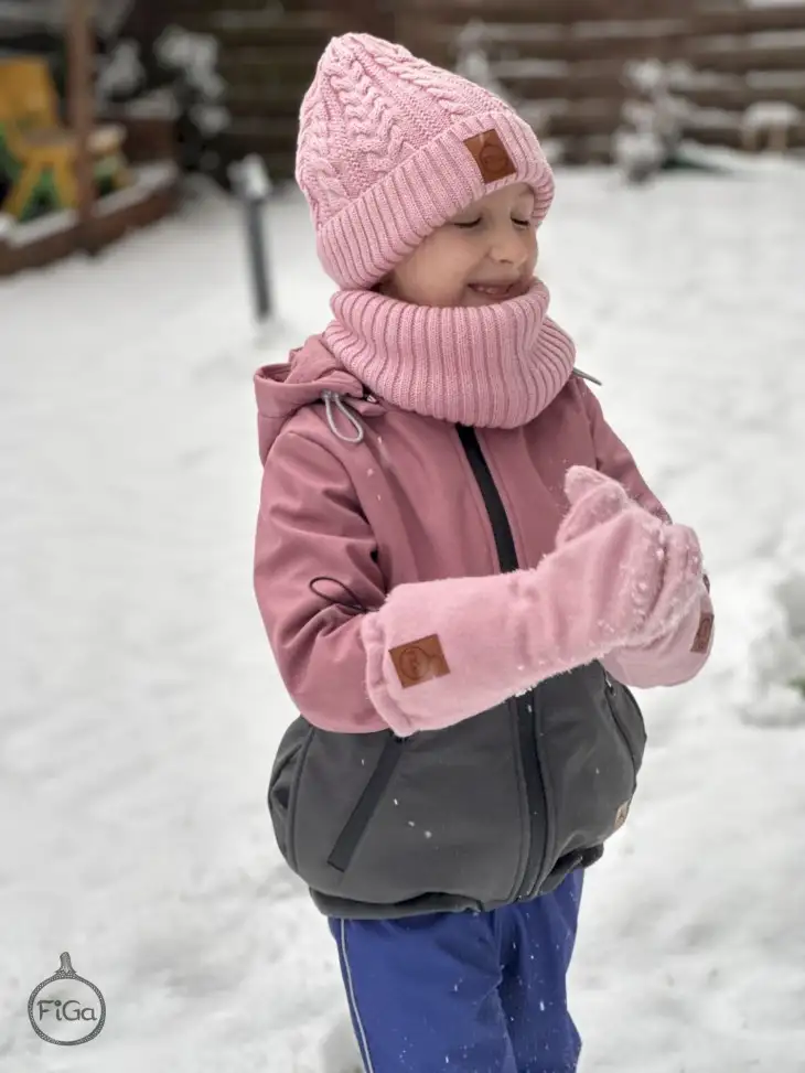 Rękawiczki MERINO Wełna Pudrowy Roż