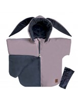 Zestaw Ponczo samochodowe Softshell KRÓLIK Róż PREMIUM + Mitenki