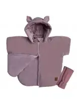 Zestaw Ponczo samochodowe MERINO Wełna Brudny Róż ROYAL + Mitenki