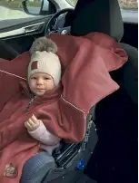Ponczo samochodowe MERINO Wełna Koralowy ROYAL