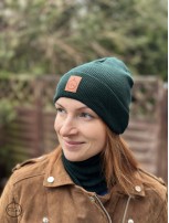 Zestaw CZAPKA i KOMIN 100% Merino Light - Butelkowa Zieleń