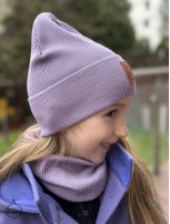 Zestaw CZAPKA i KOMIN 100% Merino Light - Liliowy