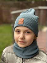 Zestaw CZAPKA i KOMIN 100% Merino Light - Jasny Turkus