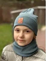 Zestaw CZAPKA i KOMIN 100% Merino Light - Jasny Turkus