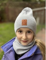 Zestaw CZAPKA i KOMIN 100% Merino Light - Szary