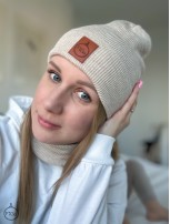 Zestaw CZAPKA i KOMIN 100% Merino Light - Jasny Beż