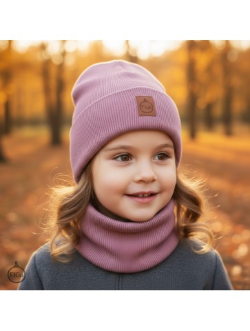 Zestaw CZAPKA i KOMIN 100% Merino Light - Brudny Róż