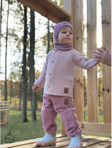 Rozpinany Sweterek Merino 100% Smart Size - Pudrowy Róż