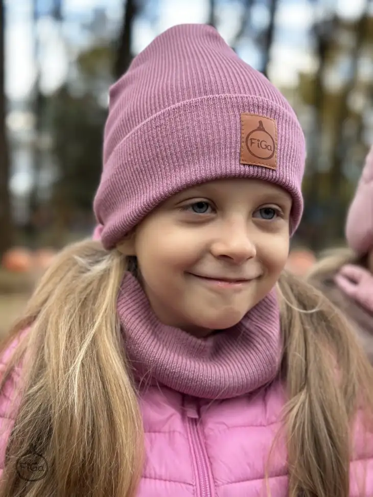Zestaw CZAPKA i KOMIN 100% Merino Light - Brudny Róż