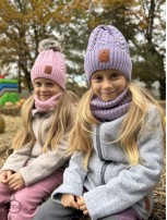 Zestaw Czapka i Komin 100 % - Merino Jesień/Zima - Liliowy