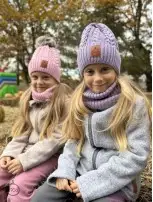 Zestaw Czapka i Komin 100 % - Merino Jesień/Zima - Liliowy