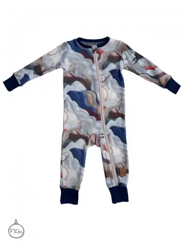 Kombinezon pajac 100% MERINO Smart Size - Błękit