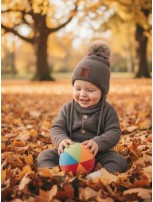 Zestaw Czapka z Pomponem i Szalik 100 % - Merino Jesień/Zima - Capuccino