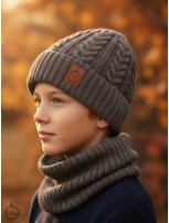 Zestaw Czapka i Komin 100 % - Merino Jesień/Zima - Capuccino