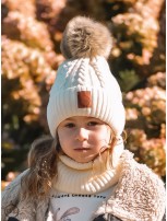 Zestaw Czapka Pompon i Komin 100 % - Merino Jesień/Zima - Ecri