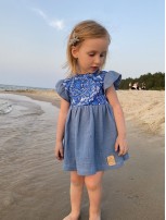 Sukienka i body 2 w 1 organiczny muślin i jersey błękitna